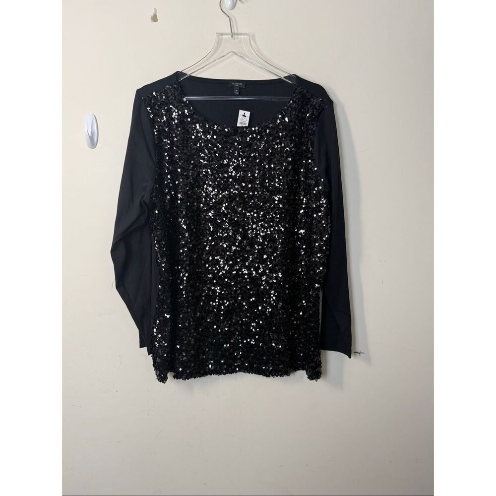 Talbots Black Sequin Top Blouse Plus Size 2X NWT Party Evening Glam Holiday Stat